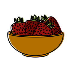 Strawberries on bowl icon vector illustration graphic design