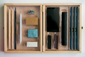 Wooden drawing box