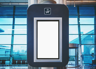 Blank electronic departures and arrival informational billboard with clean space for publicity...