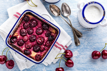 curd casserole with fresh cherry berries