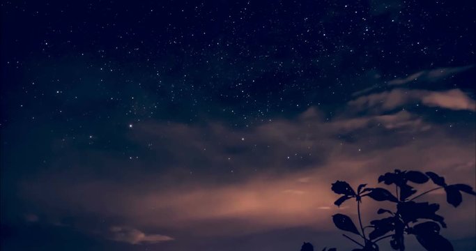 Time Lapse, Starry And Cloudy Night Over Playa Agujas, Costa Rica