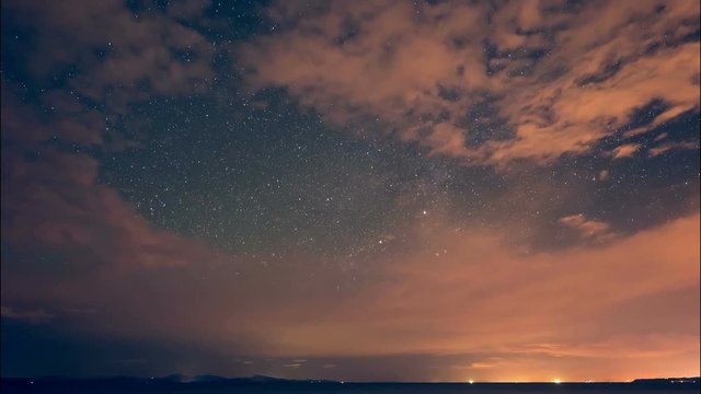 Time Lapse, Starry And Cloudy Night Over Playa Hermosa, Costa Rica