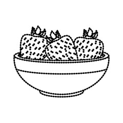 Strawberries on bowl icon vector illustration graphic design