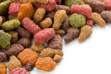 Close up of a heap of dry pet food