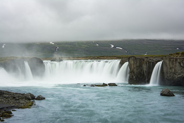Gorgeous Godafoss waterfalls in north Iceland. Slow shutter speed