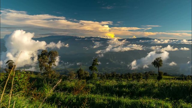 Time Lapse, View On San Isidro De El General, Covered By Fast Moving Clouds, Costa Rica