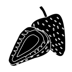 Strawberry half cut icon vector illustration graphic design