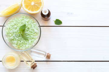 Organic cosmetics concept with lemon ingredients 