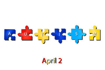 2 April as World Autism Day. Color Puzzles. Vector illustration on isolated background