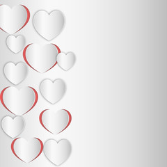 Happy Valentines Day - Red Heart Paper Sticker With Shadow - vector illustration Postcard