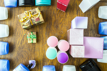 Holiday packing boxes on gifts