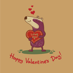 Craft doodle tribal greeting card with badger.