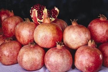 Big Ripe Red Garnets in a market