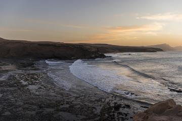 La Pared beach at sunset in Fuerteventura, Canary Islands