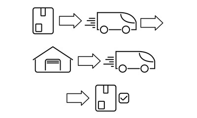 Transport shipping easy line vector infographic