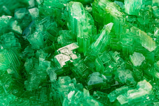 Green Crystals Macro Abstract Background Iron Sulphate