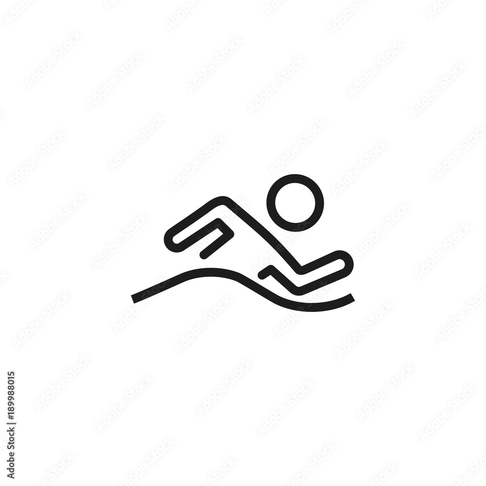 Sticker swimming man line icon