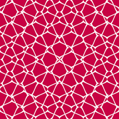 Vector mesh seamless pattern. Red and white background. Net, grid, lattice