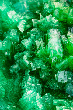 Green Crystals Macro Abstract Background Iron Sulphate