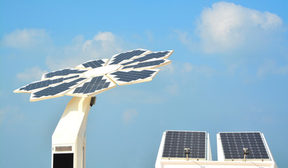 Solar power panels for generating solar energy in Dubai City, UAE.