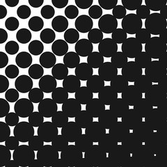 Vector geometric halftone pattern with big circles, dots. Monochrome seamless texture. Abstract repeat black & white background with diagonal gradient effect. Design for decor, prints, digital, web