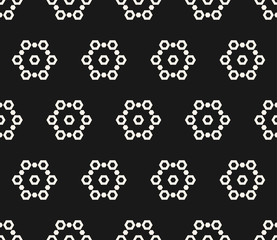 Vector seamless pattern, texture with hexagons, geometric snowflakes