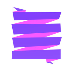 Origami banner background. Big purple folded ribbon line