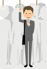 ビジネスマン　通勤電車