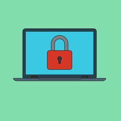 Password security vector icon. Concept protection of user data. Password lock in flat style. Computer security symbol.