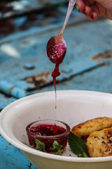 berry jam in porion form