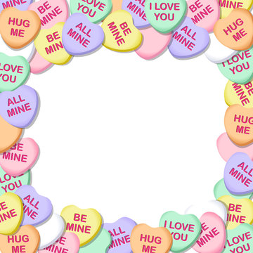 Valentines Day Candy Hearts Square Border 1