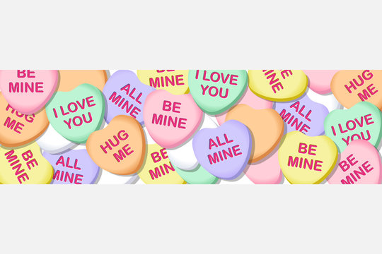 Valentines Day Candy Hearts Wide Banner Illustration 1