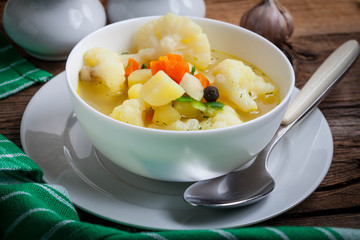 Bowl of minestrone soup.