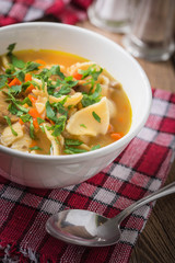 Mushroom soup with parsley.