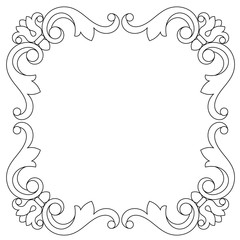 Vintage border frame engraving with retro ornament pattern in antique baroque style decorative design. Vector