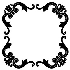 Vintage border frame engraving with retro ornament pattern in antique baroque style decorative design. Vector