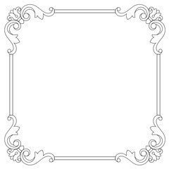 Vintage border frame engraving with retro ornament pattern in antique baroque style decorative design. Vector