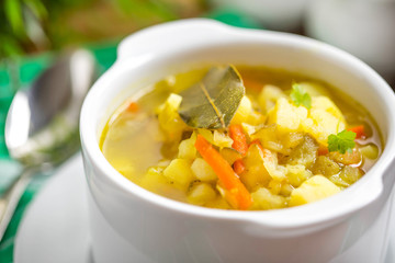 Cucumber soup with vegetables.