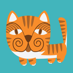red cat cartoon vector illustration flat style front
