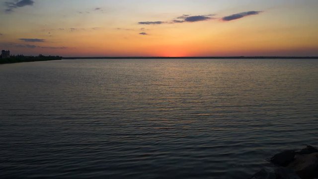 Panorama of beautiful sunset on the ocean