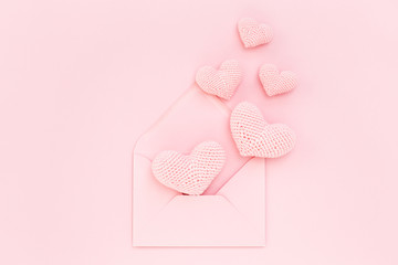 Valentine's Pink hearts in envelope, Love confession