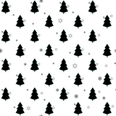 Obraz premium Christmas tree and snowflake seamless pattern