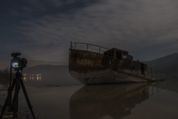Fototapeta premium A ship in the water