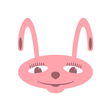  rabbit face cartoon vector illustration flat style front