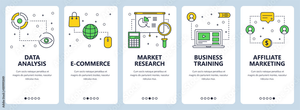 Poster vector modern thin line data analysis concept web banners