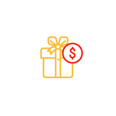 Gift box money line icon, reward concept, discount offer