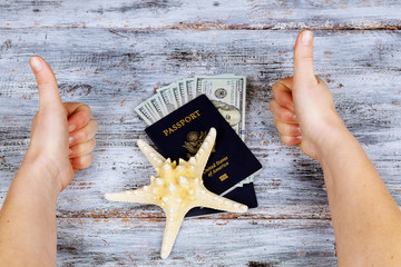 Concept of travelling, shopping, vacation, rest and relax. rest passport money for rest