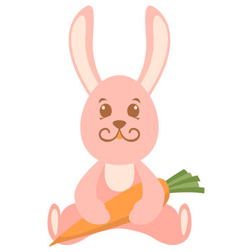  rabbit face cartoon vector illustration flat style front