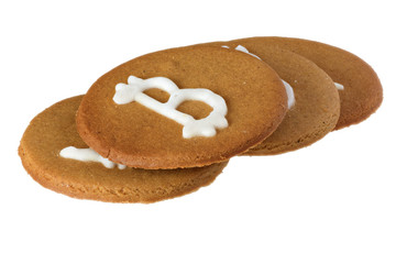 Bitcoin symbol sign on cookie