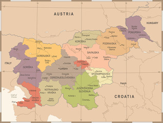 Slovenia Map - Vintage Detailed Vector Illustration